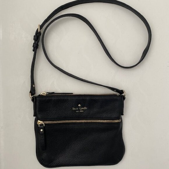 KATE SPADE New York Cobble Hill Tenley Black Pebbled Leather Crossbody Bag Purse - Picture 2 of 14